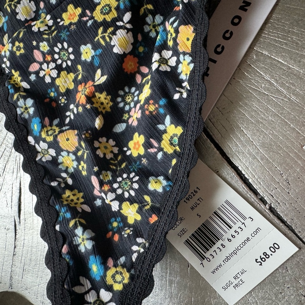 (NWT) Robin Piccone Scallop Trim Floral Bikini Bottoms - Picture 6 of 7